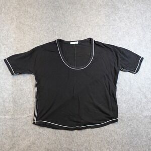Rag Bone Top Women Extra Small Black Marlon Contrast‎ Stitch Scoop Neck Tee